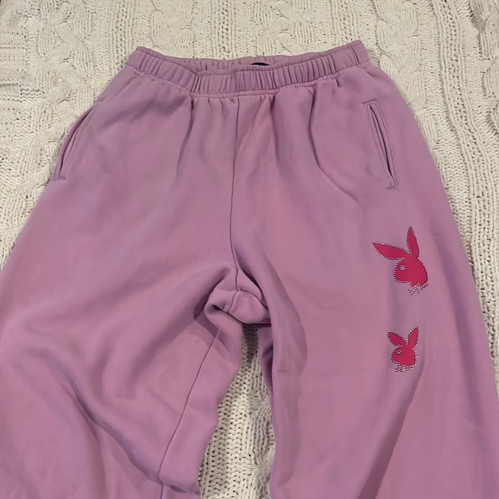 Playboy sweatpants, bedazzled pacsun